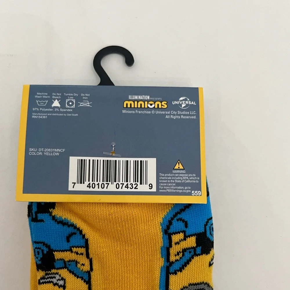 Minions Socks Fits Men’s Shoe Size 6-12